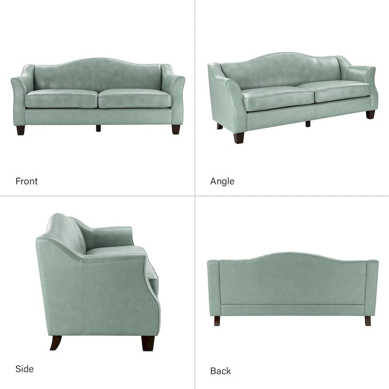 Canapé classique en cuir véritable de 81,5 po avec pieds en bois massif