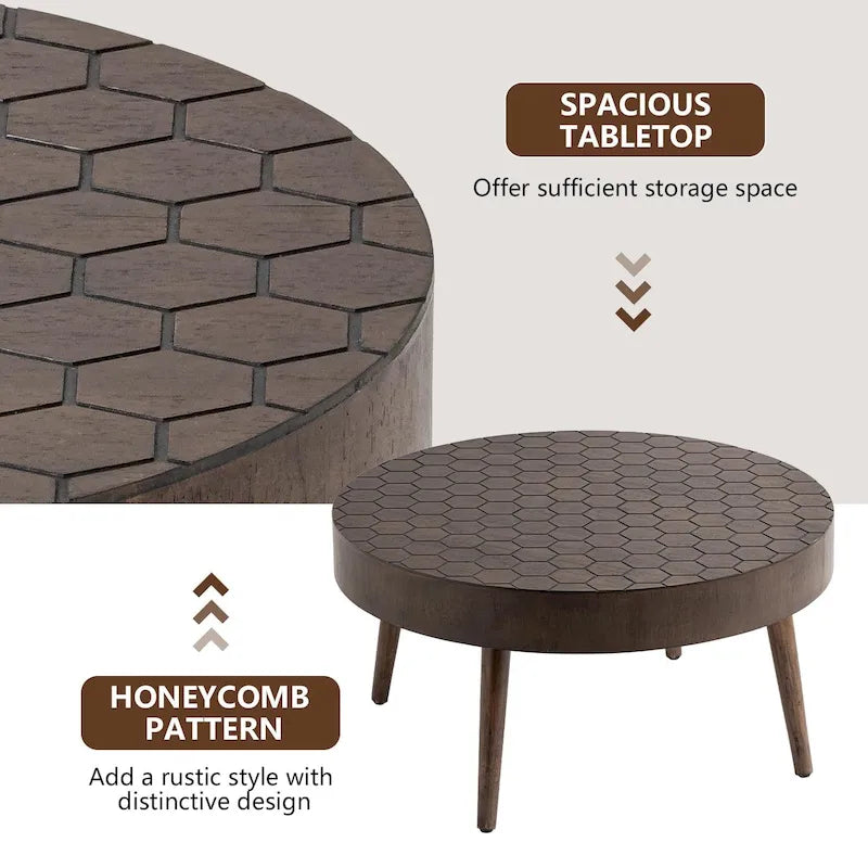 Table basse en bois massif marron rustique pour salon