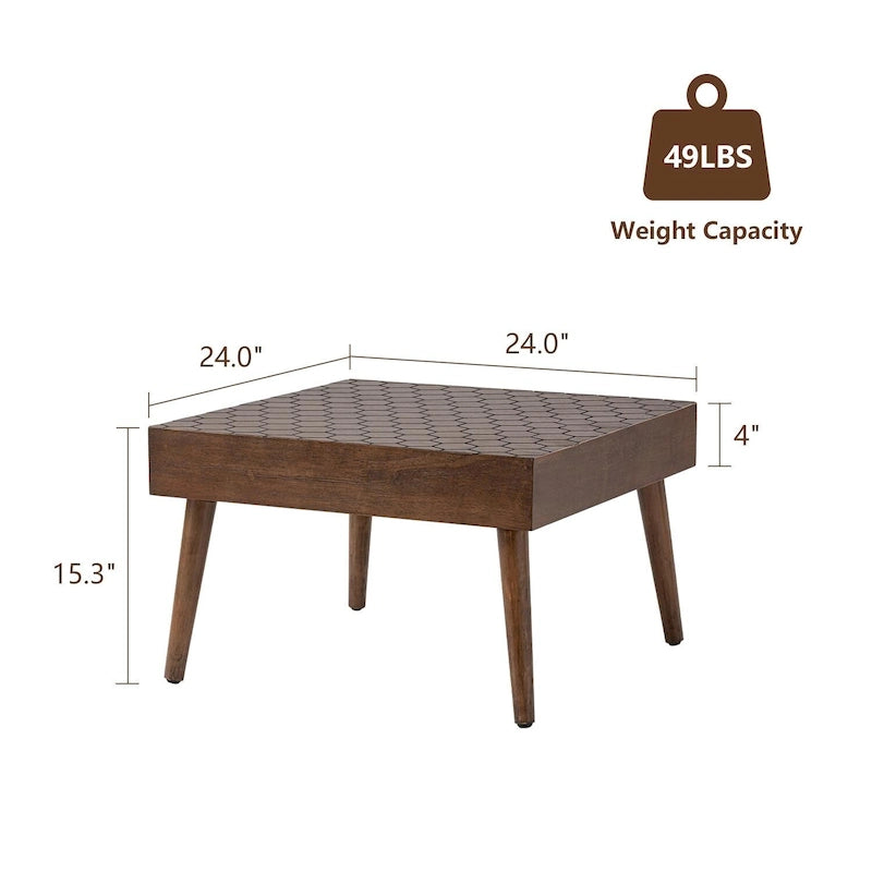 Table basse en bois massif marron rustique pour salon