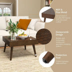 Table basse en bois massif marron rustique pour salon