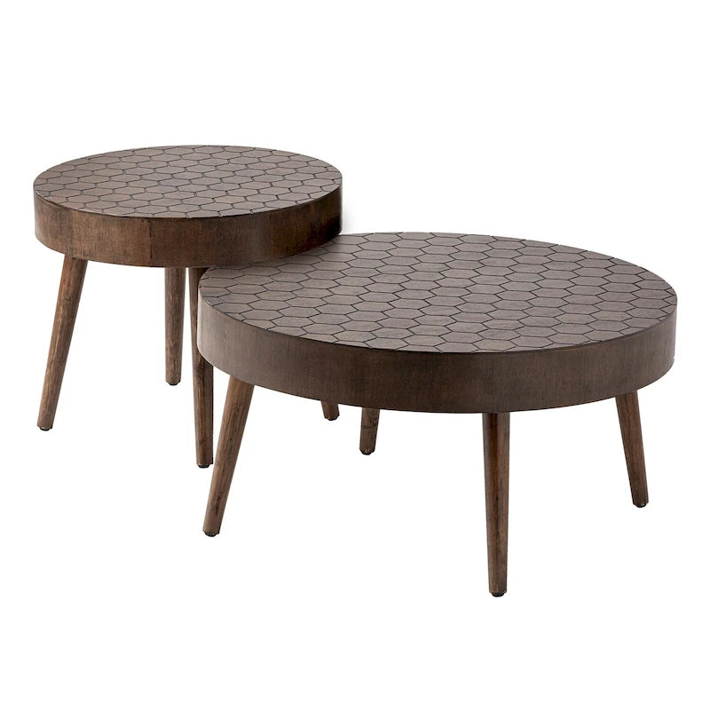 Table basse en bois massif marron rustique pour salon