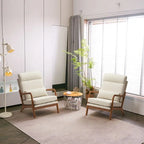 Fauteuil d'appoint à dossier haut avec cadre en bois et accoudoirs rembourrés
