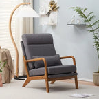 Fauteuil d'appoint à dossier haut avec cadre en bois et accoudoirs rembourrés