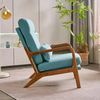 Fauteuil d'appoint à dossier haut avec cadre en bois et accoudoirs rembourrés