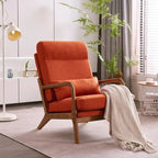 Fauteuil d'appoint à dossier haut avec cadre en bois et accoudoirs rembourrés