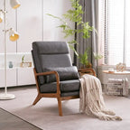 Fauteuil d'appoint à dossier haut avec cadre en bois et accoudoirs rembourrés