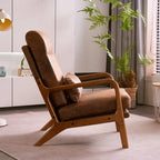 Fauteuil d'appoint à dossier haut avec cadre en bois et accoudoirs rembourrés