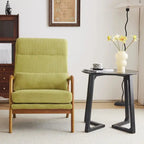Fauteuil d'appoint à dossier haut avec cadre en bois et accoudoirs rembourrés