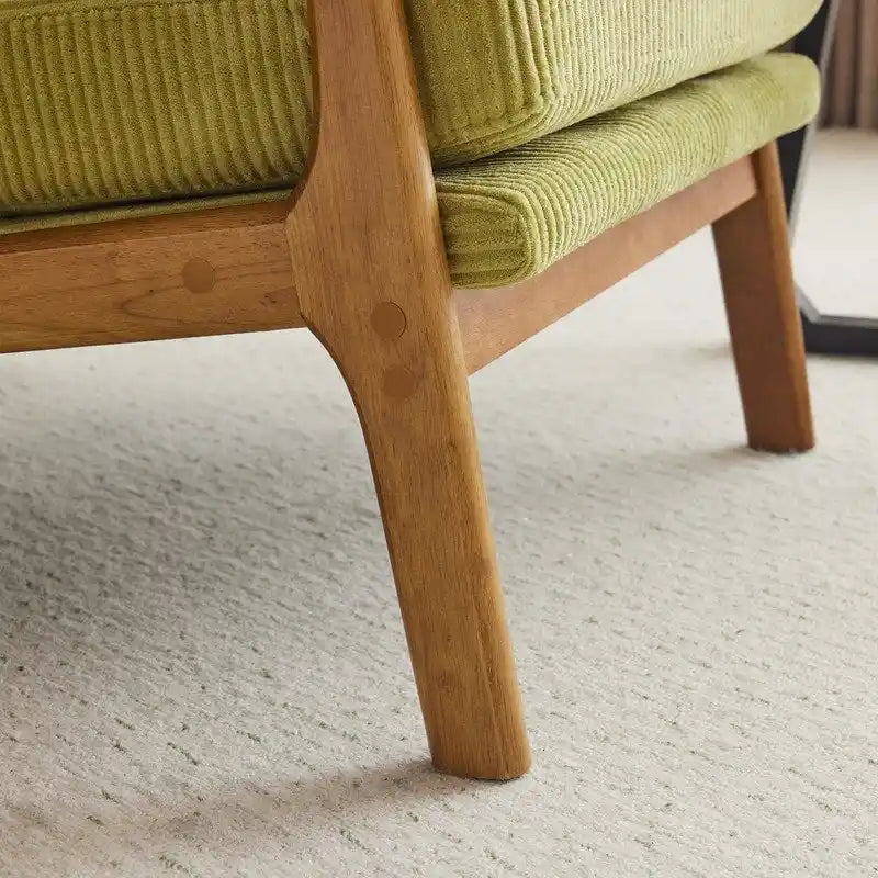 Fauteuil d'appoint à dossier haut avec cadre en bois et accoudoirs rembourrés