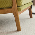 Fauteuil d'appoint à dossier haut avec cadre en bois et accoudoirs rembourrés