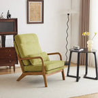 Fauteuil d'appoint à dossier haut avec cadre en bois et accoudoirs rembourrés