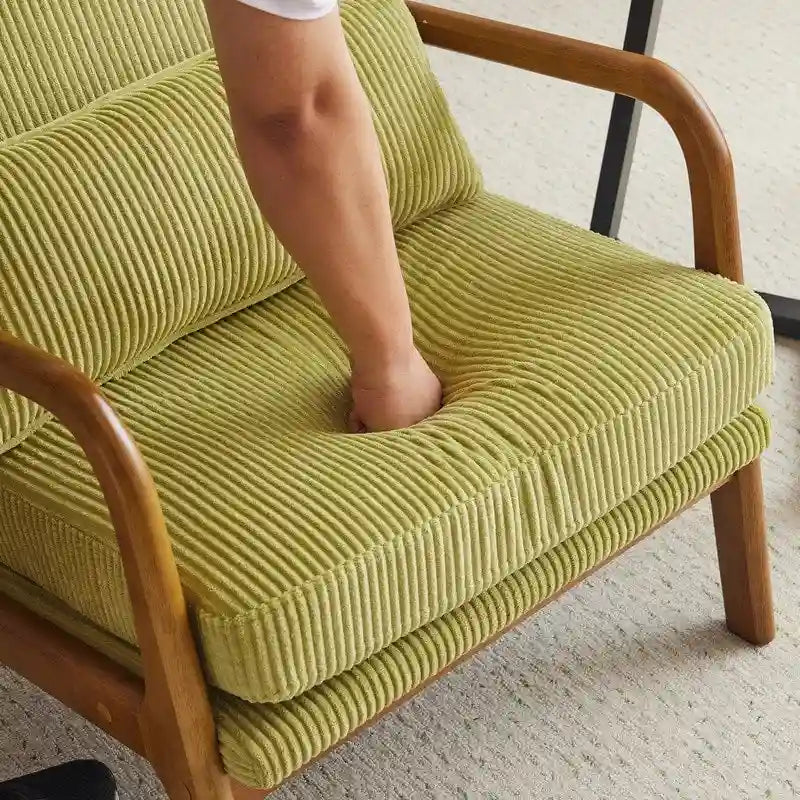 Fauteuil d'appoint à dossier haut avec cadre en bois et accoudoirs rembourrés