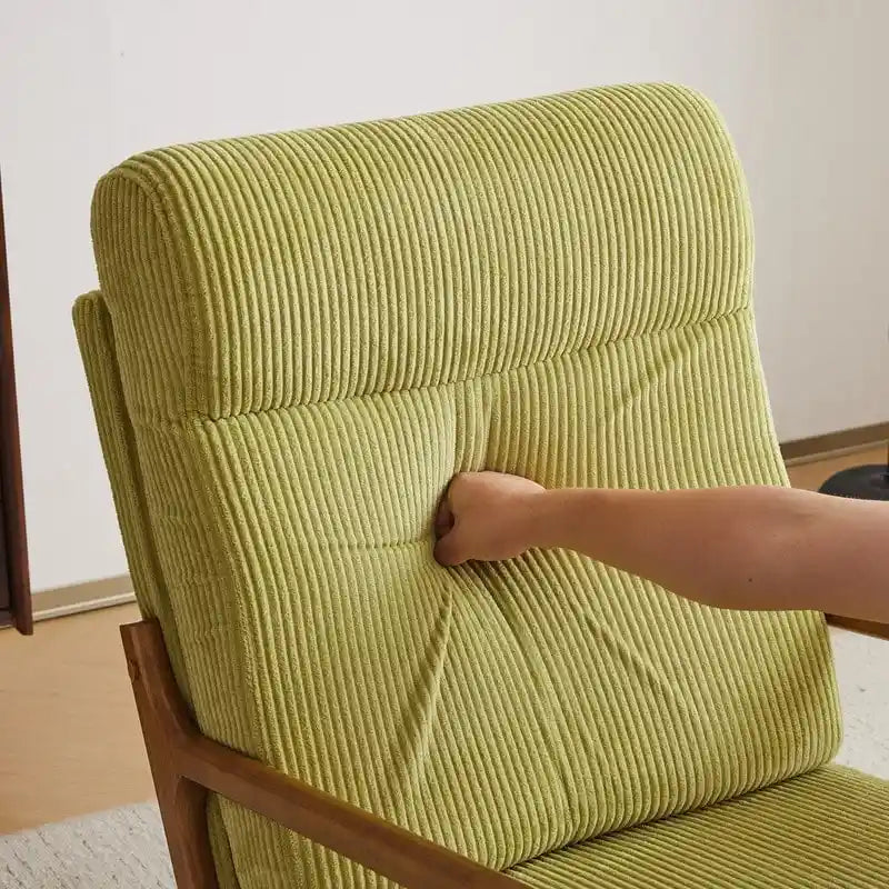 Fauteuil d'appoint à dossier haut avec cadre en bois et accoudoirs rembourrés
