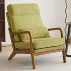 Fauteuil d'appoint à dossier haut avec cadre en bois et accoudoirs rembourrés