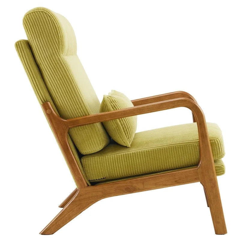 Fauteuil d'appoint à dossier haut avec cadre en bois et accoudoirs rembourrés