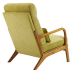 Fauteuil d'appoint à dossier haut avec cadre en bois et accoudoirs rembourrés