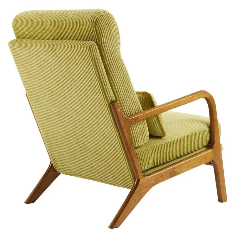 Fauteuil d'appoint à dossier haut avec cadre en bois et accoudoirs rembourrés