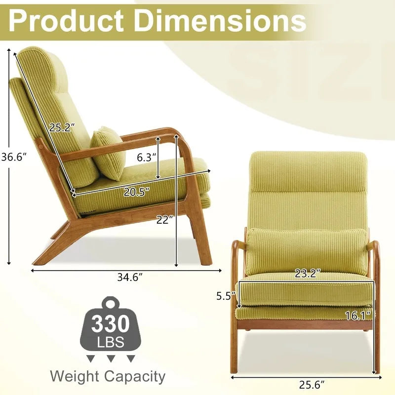 Fauteuil d'appoint à dossier haut avec cadre en bois et accoudoirs rembourrés