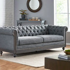 Canapé Chesterfield 3 places avec clous décoratifs et capitonnage
