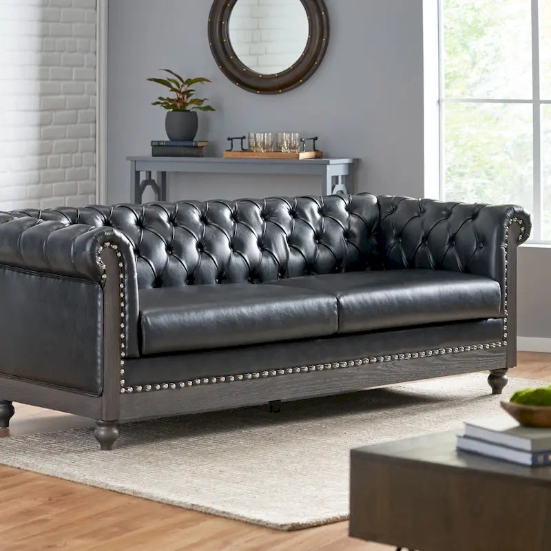 Canapé Chesterfield 3 places avec clous décoratifs et capitonnage