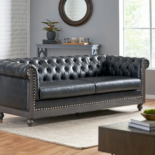 Canapé Chesterfield 3 places avec clous décoratifs et capitonnage