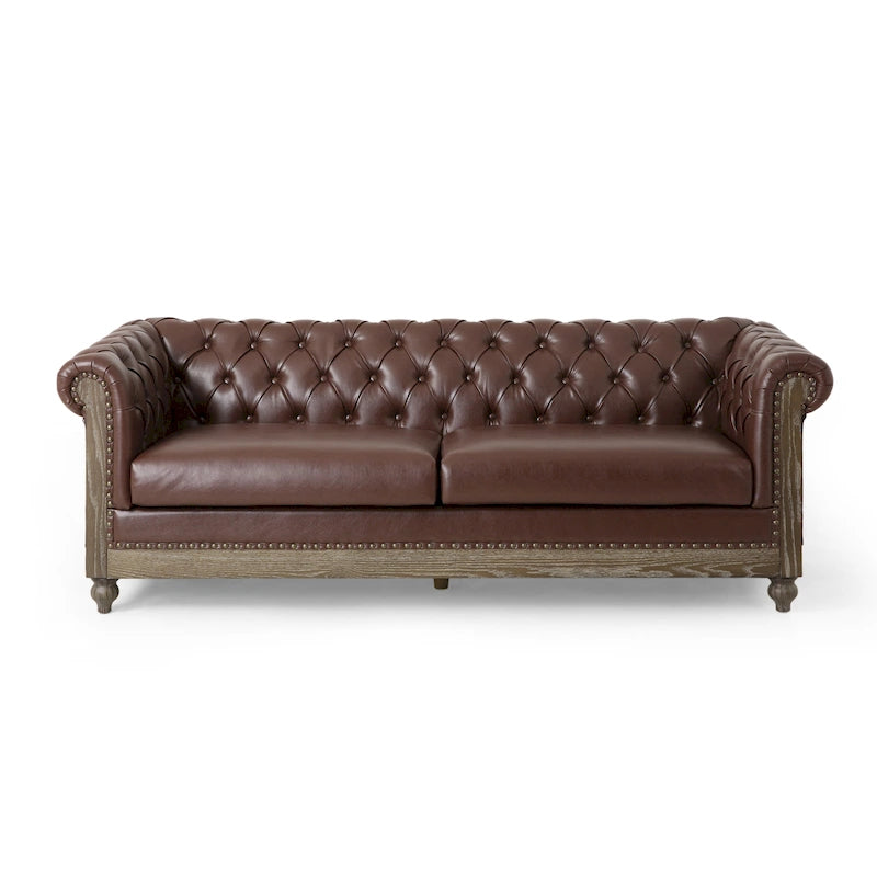 Canapé Chesterfield 3 places avec clous décoratifs et capitonnage