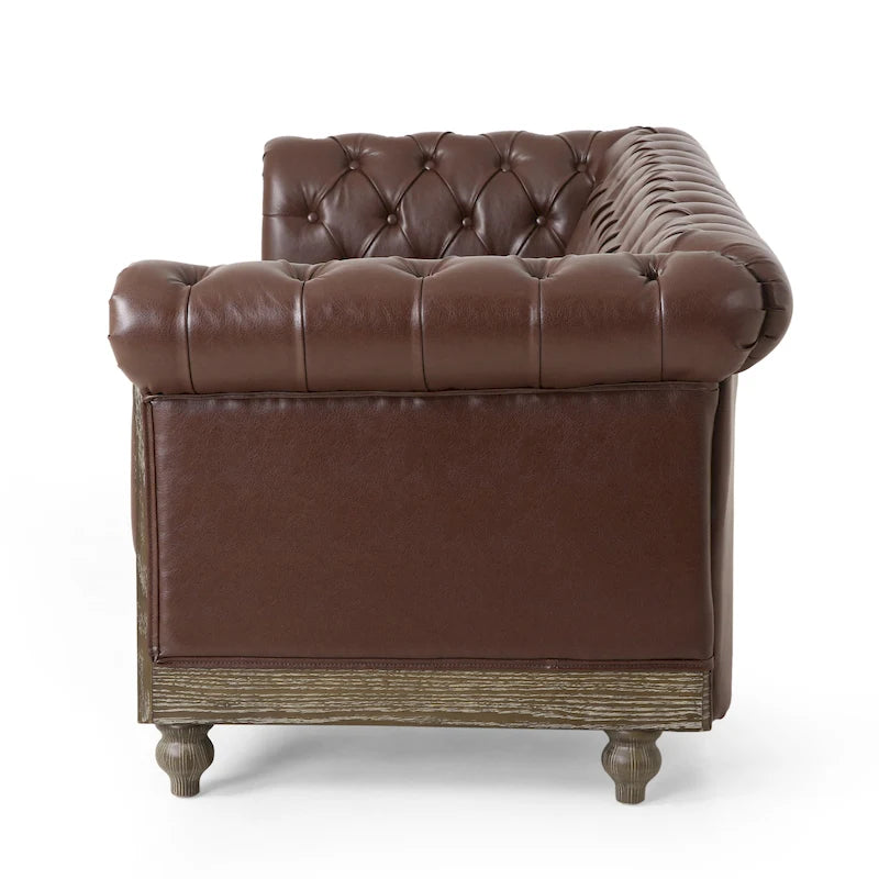 Canapé Chesterfield 3 places avec clous décoratifs et capitonnage