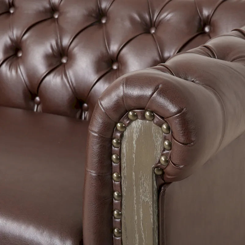 Canapé Chesterfield 3 places avec clous décoratifs et capitonnage