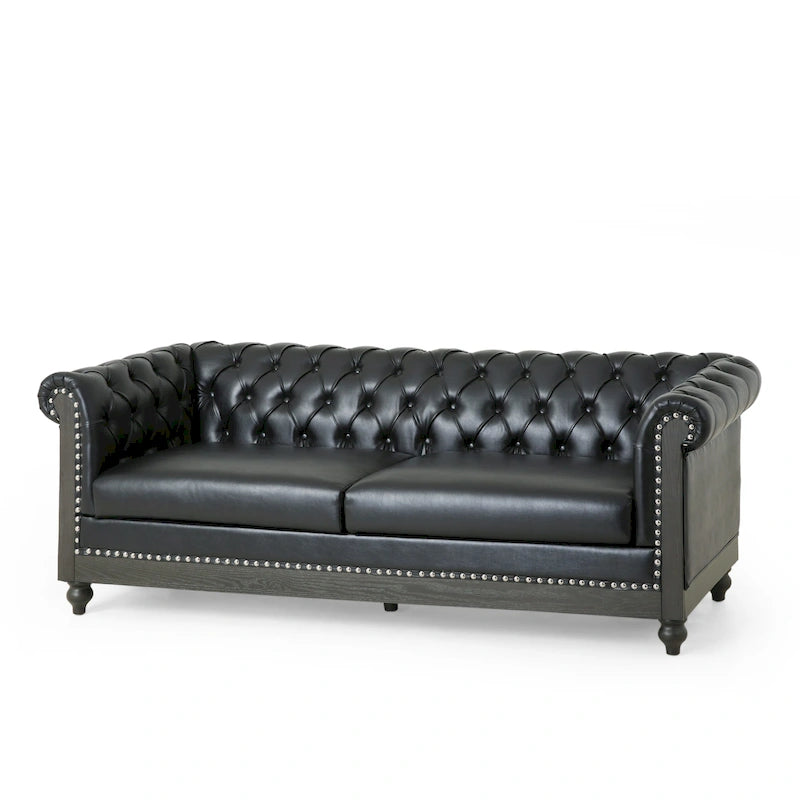 Canapé Chesterfield 3 places avec clous décoratifs et capitonnage
