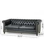 Canapé Chesterfield 3 places avec clous décoratifs et capitonnage