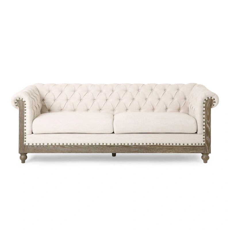 Canapé Chesterfield 3 places avec clous décoratifs et capitonnage