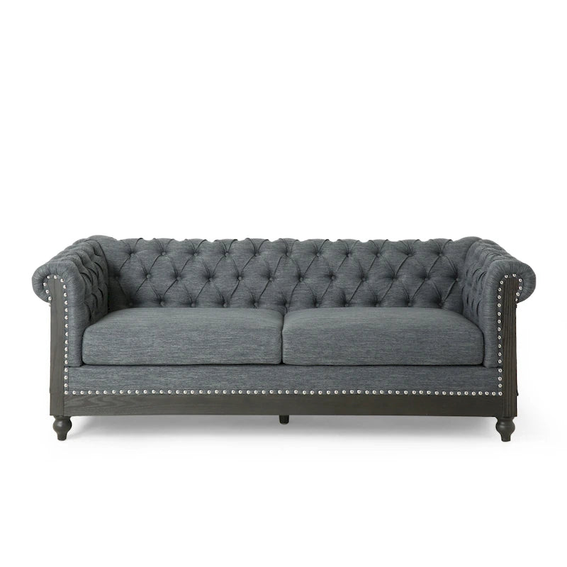 Canapé Chesterfield 3 places avec clous décoratifs et capitonnage