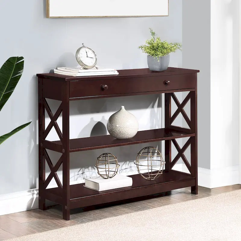 Console de table avec tiroir et étagères Oxford