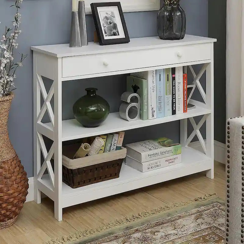 Console de table avec tiroir et étagères Oxford