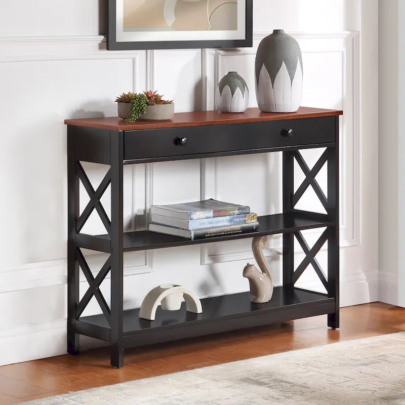 Console de table avec tiroir et étagères Oxford