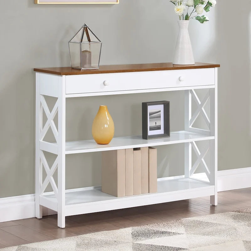 Console de table avec tiroir et étagères Oxford