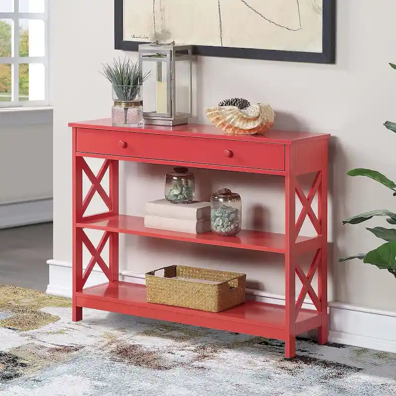 Console de table avec tiroir et étagères Oxford