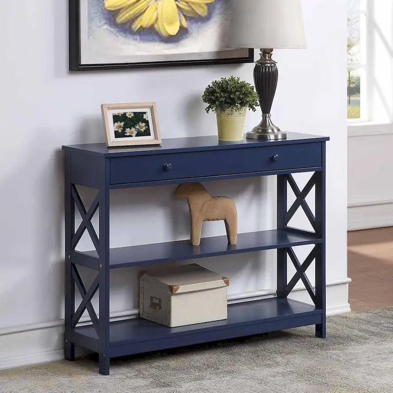 Console de table avec tiroir et étagères Oxford