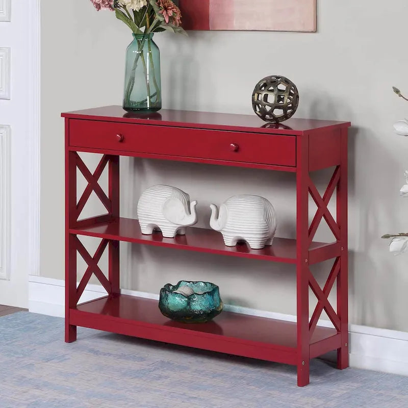 Console de table avec tiroir et étagères Oxford