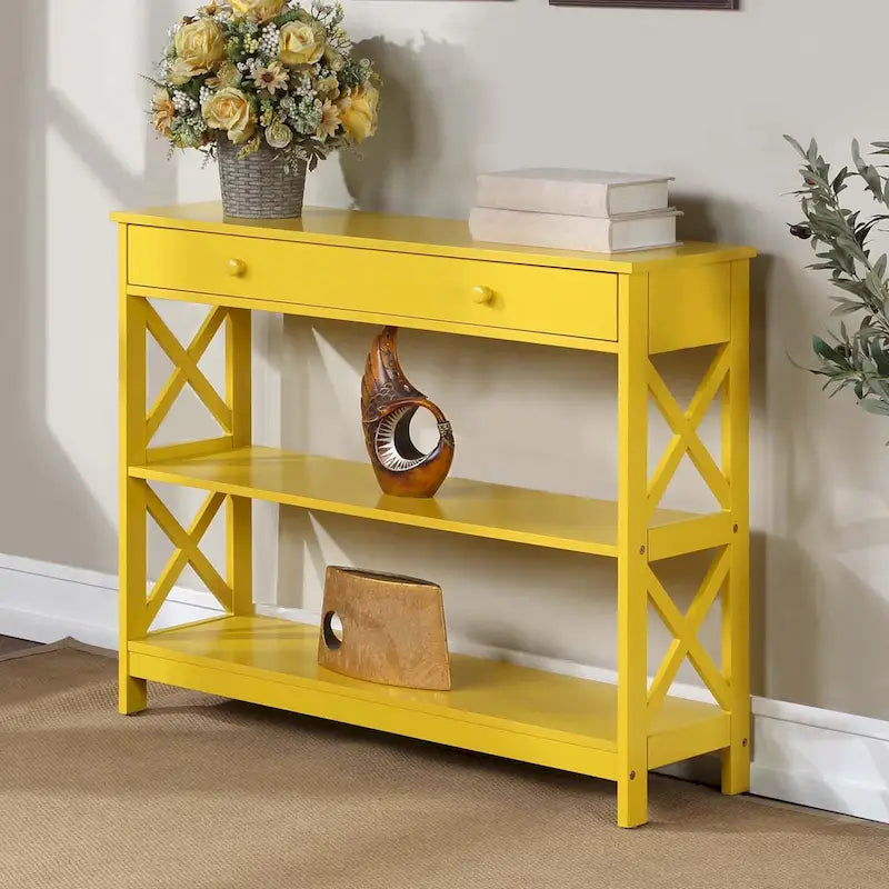 Console de table avec tiroir et étagères Oxford