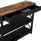 Console de table avec tiroir et étagères Oxford