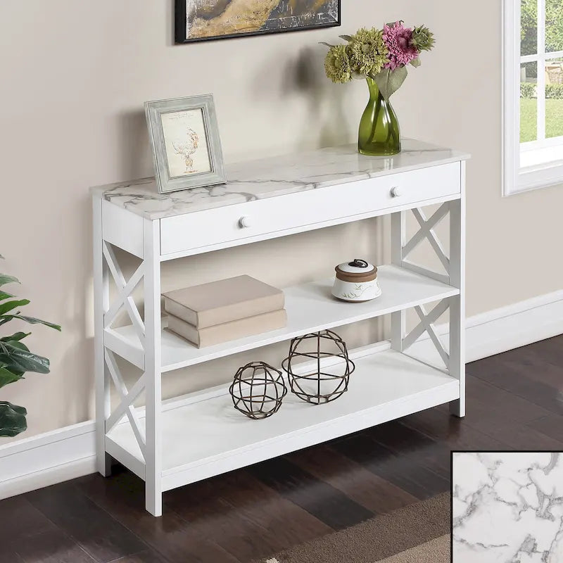 Console de table avec tiroir et étagères Oxford