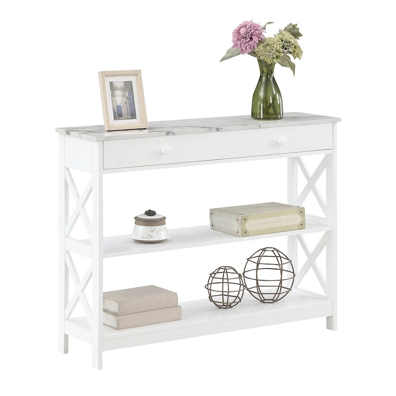 Console de table avec tiroir et étagères Oxford