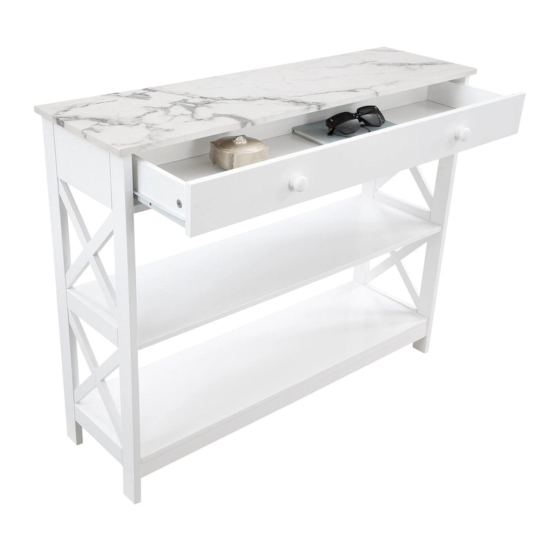 Console de table avec tiroir et étagères Oxford