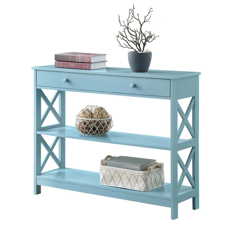 Console de table avec tiroir et étagères Oxford