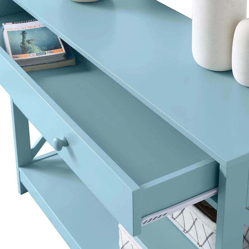 Console de table avec tiroir et étagères Oxford