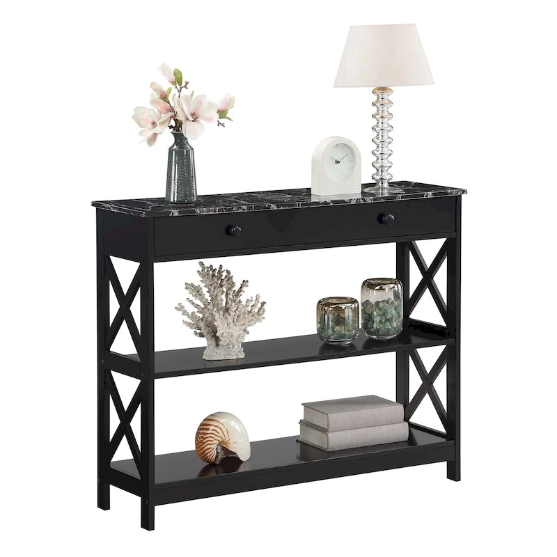 Console de table avec tiroir et étagères Oxford