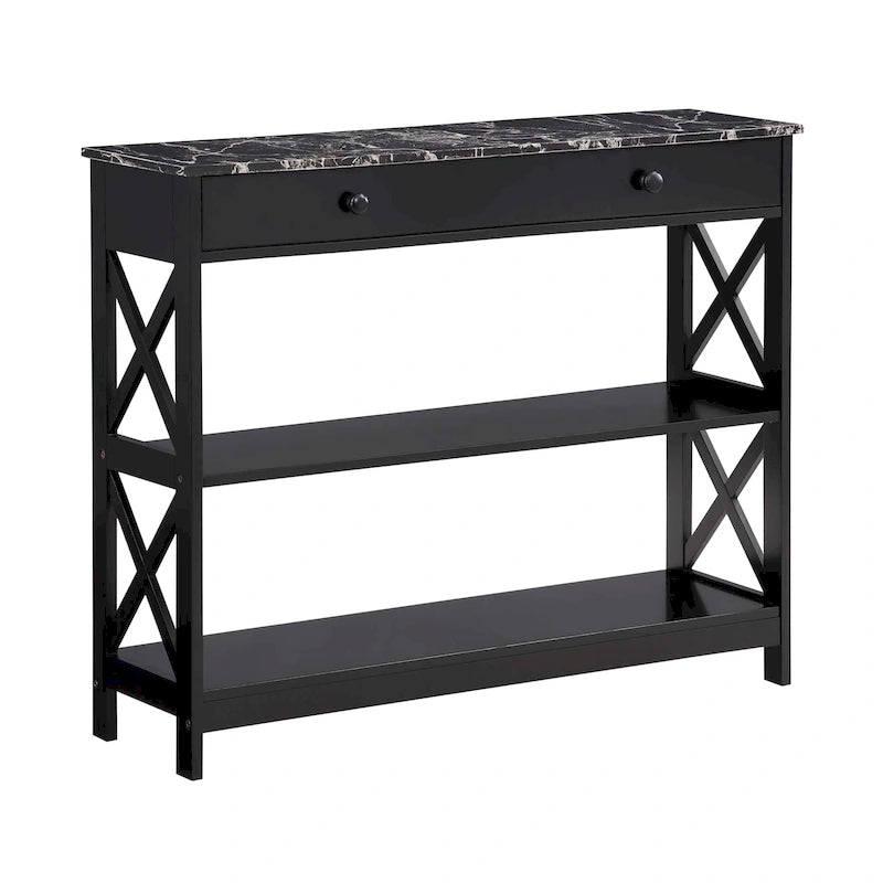 Console de table avec tiroir et étagères Oxford