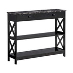 Console de table avec tiroir et étagères Oxford