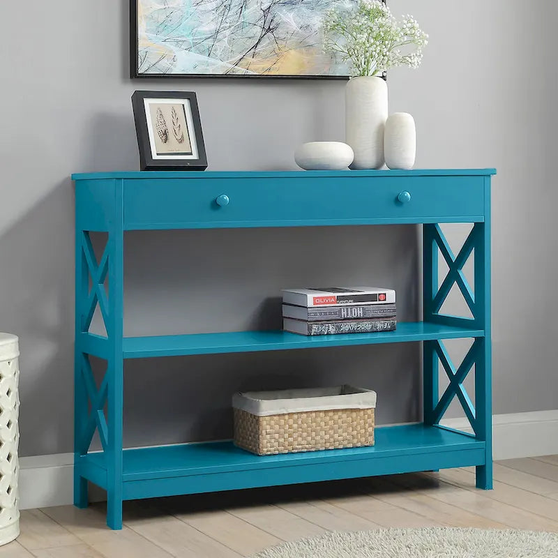 Console de table avec tiroir et étagères Oxford